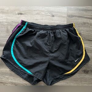 Black Nike Athletic Shorts with Colorful Stripes